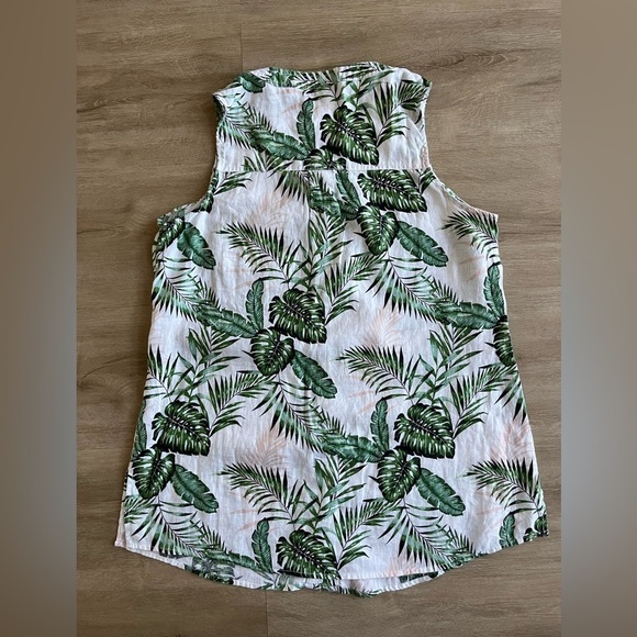 C&C California 100% Linen Tropical Print Tank SZ 1X - Picture 7 of 8
